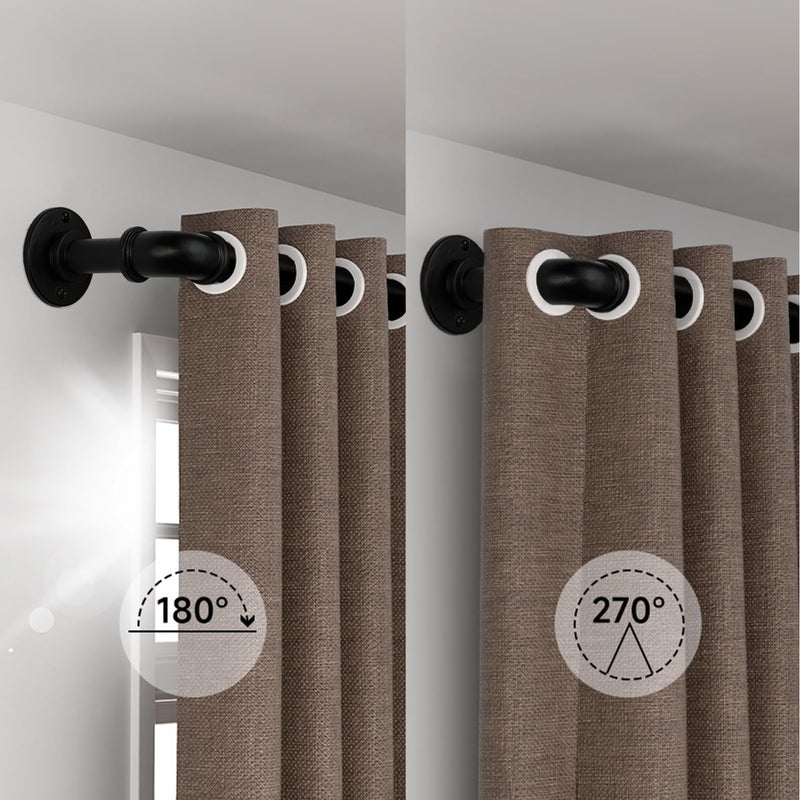 WORLD RODS Black Curtain Rods 18 to 88 Inch, Industrial Curtain Rods,Adjustable Length,1 in Diameter Pipe,Wall or Ceiling Mounted,for Bedroom and Living Room(Black 18” to 88”) - Image 3
